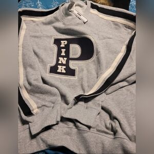 PINK Victoria's Secret Gray Crew Neck Sweatshirt Sz XL Read Post